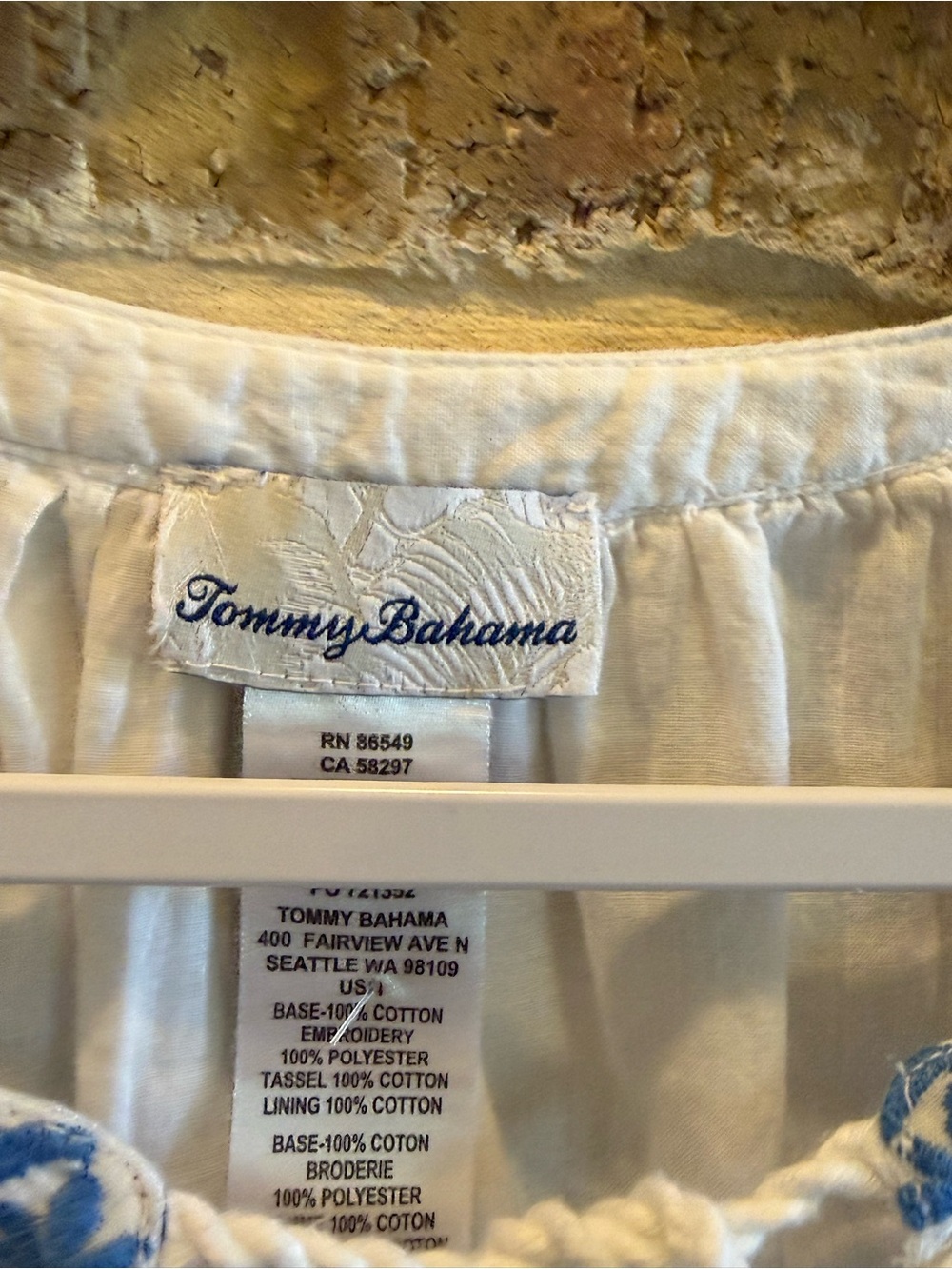Tommy Bahama White Embroidered Cotton Tunic Dress Cover Up Tassel Boho Resort S - Picture 3 of 4